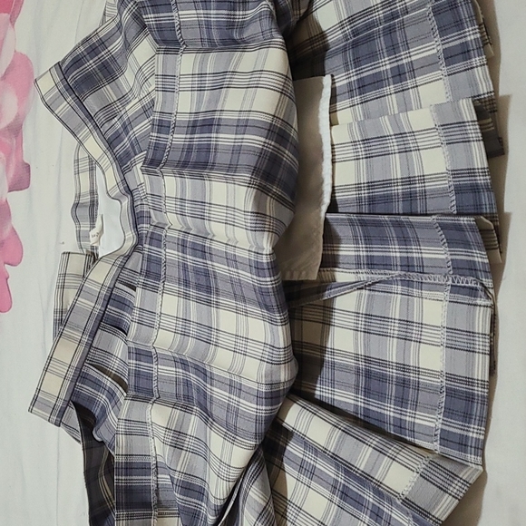 High Waist Pleated Skirt Blue and White S - Picture 9 of 9